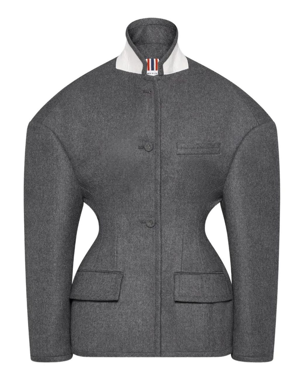 Thom Browne Gray Solid Wool Flannel Cocoon Sportcoat