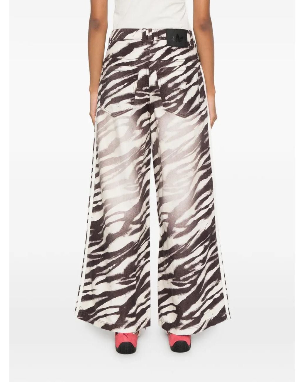 Adidas White Adilenium Season 6 Zebra-Print Side-Stripe Jeans