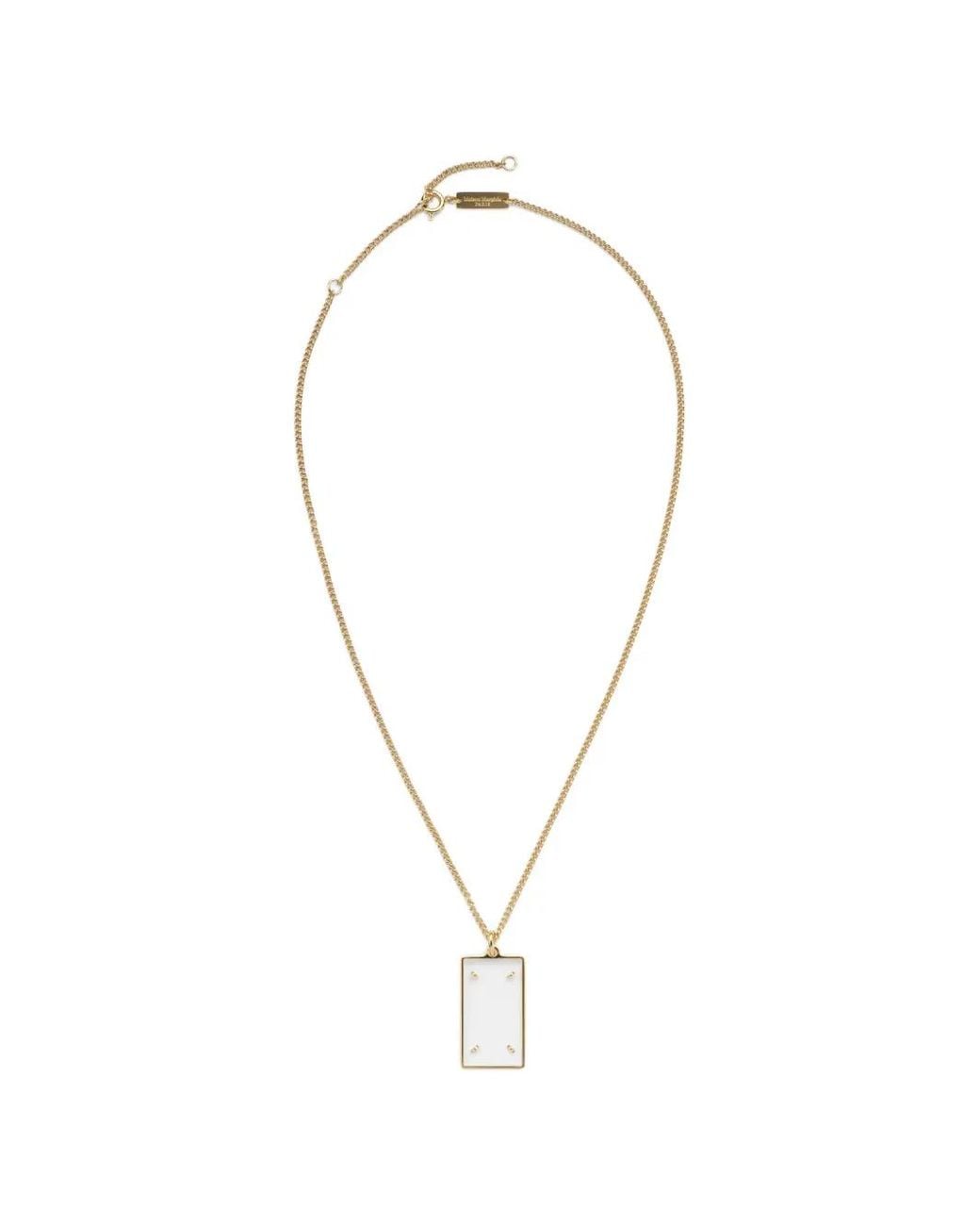 Maison Margiela White Four Stitches Pendant Necklace