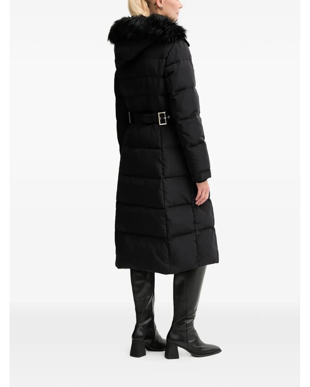 Morgan Black Hooded Quilted Coat