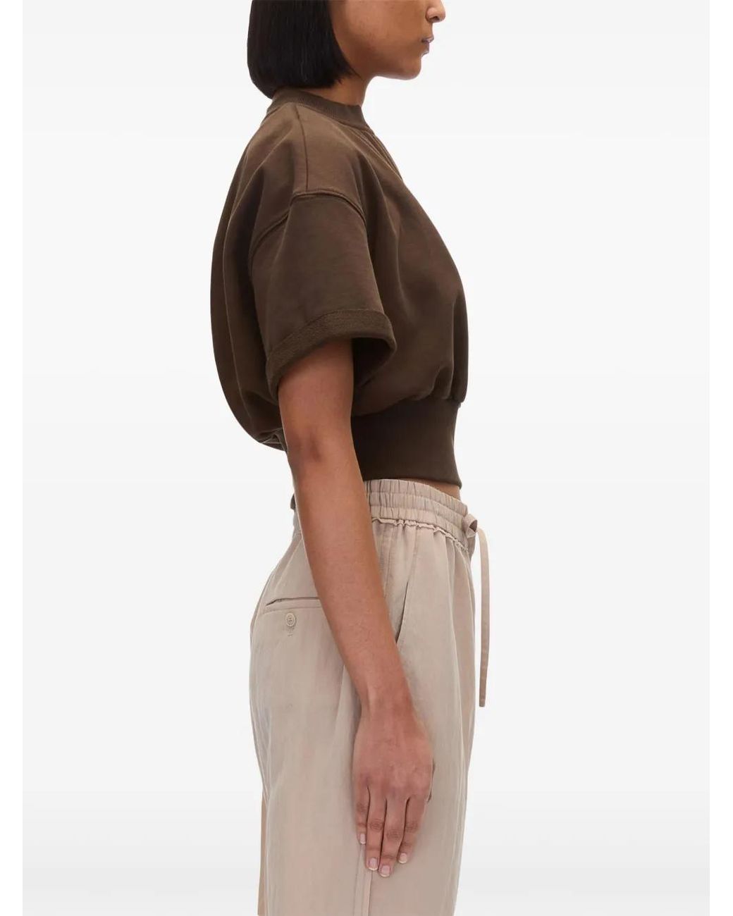 3.1 Phillip Lim Brown V-Neck Cotton T-Shirt