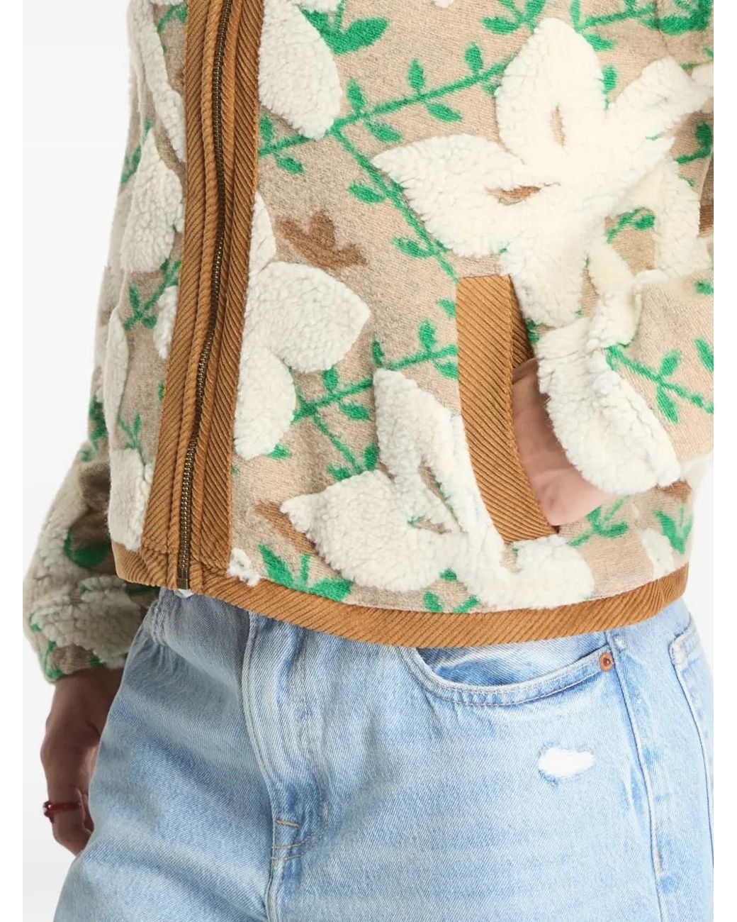 Napapijri White T-Bloom Floral-Print Fleece Jacket
