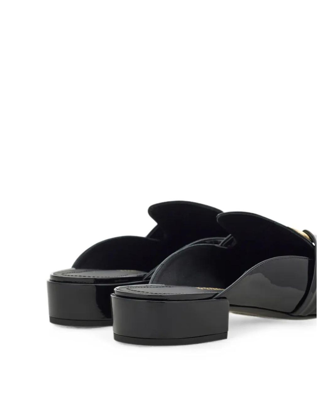 Ferragamo Black Gancini Ornament Mules