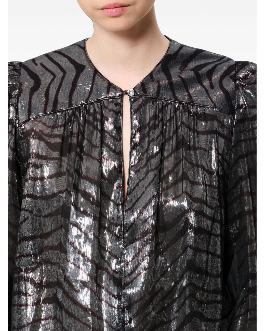 Isabel Marant Gray Farali Silk Top