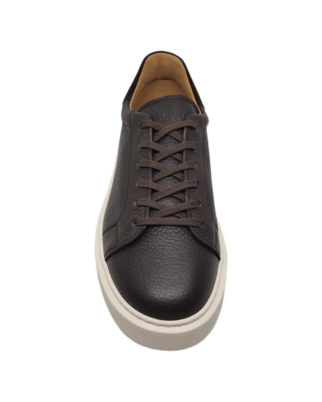 Henderson Black Leone Grained Leather Sneakers for men