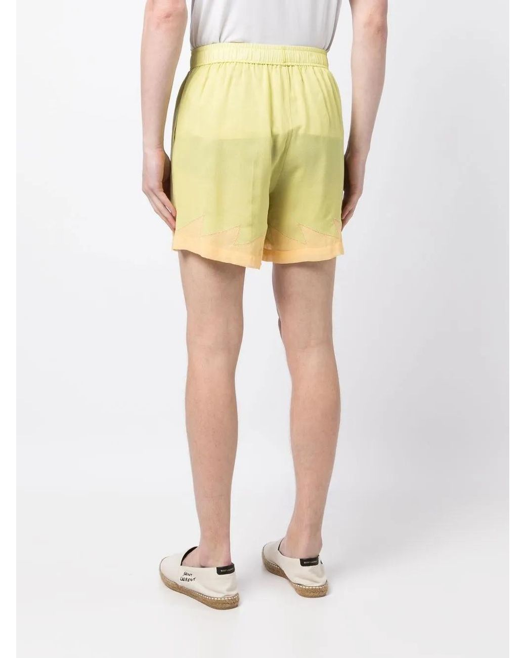 Bode Yellow Above-Knee Silk Shorts for men