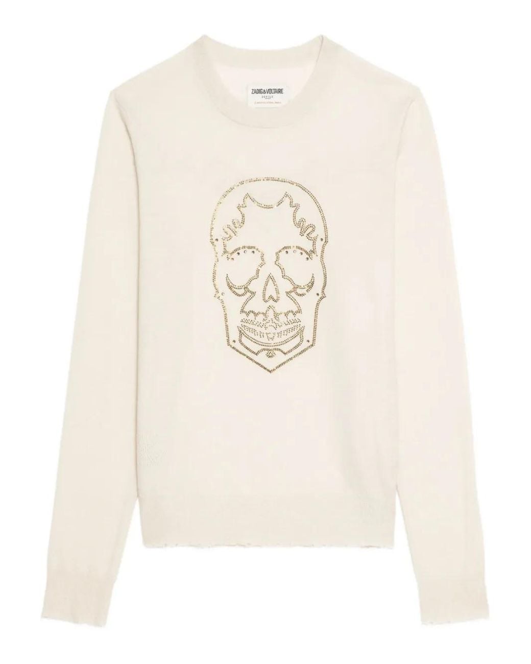 Zadig & Voltaire White Skull-Embellished Cashmere Sweater