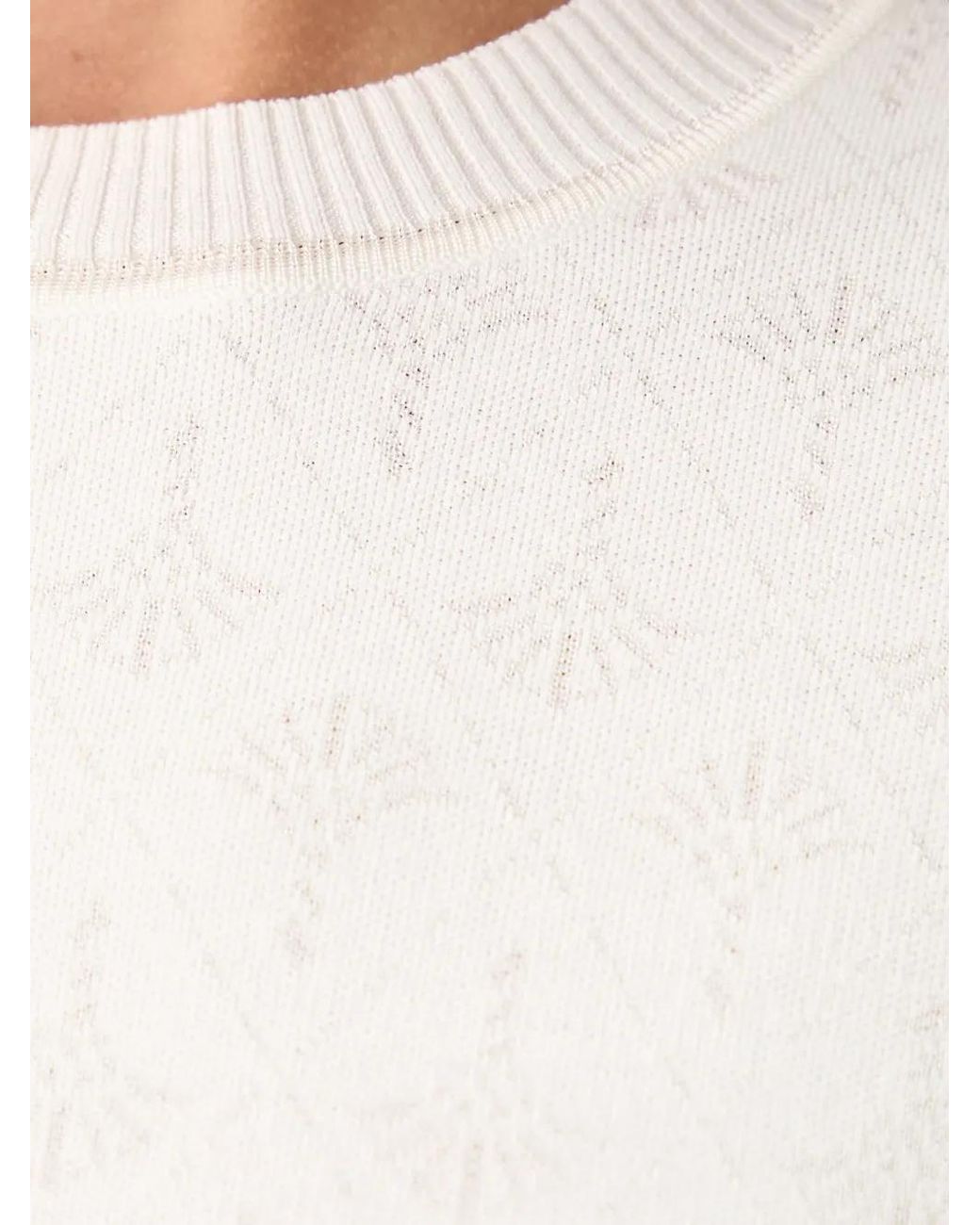 Joop! White Jacquard-Knit Three-Quarter-Sleeved T-Shirt