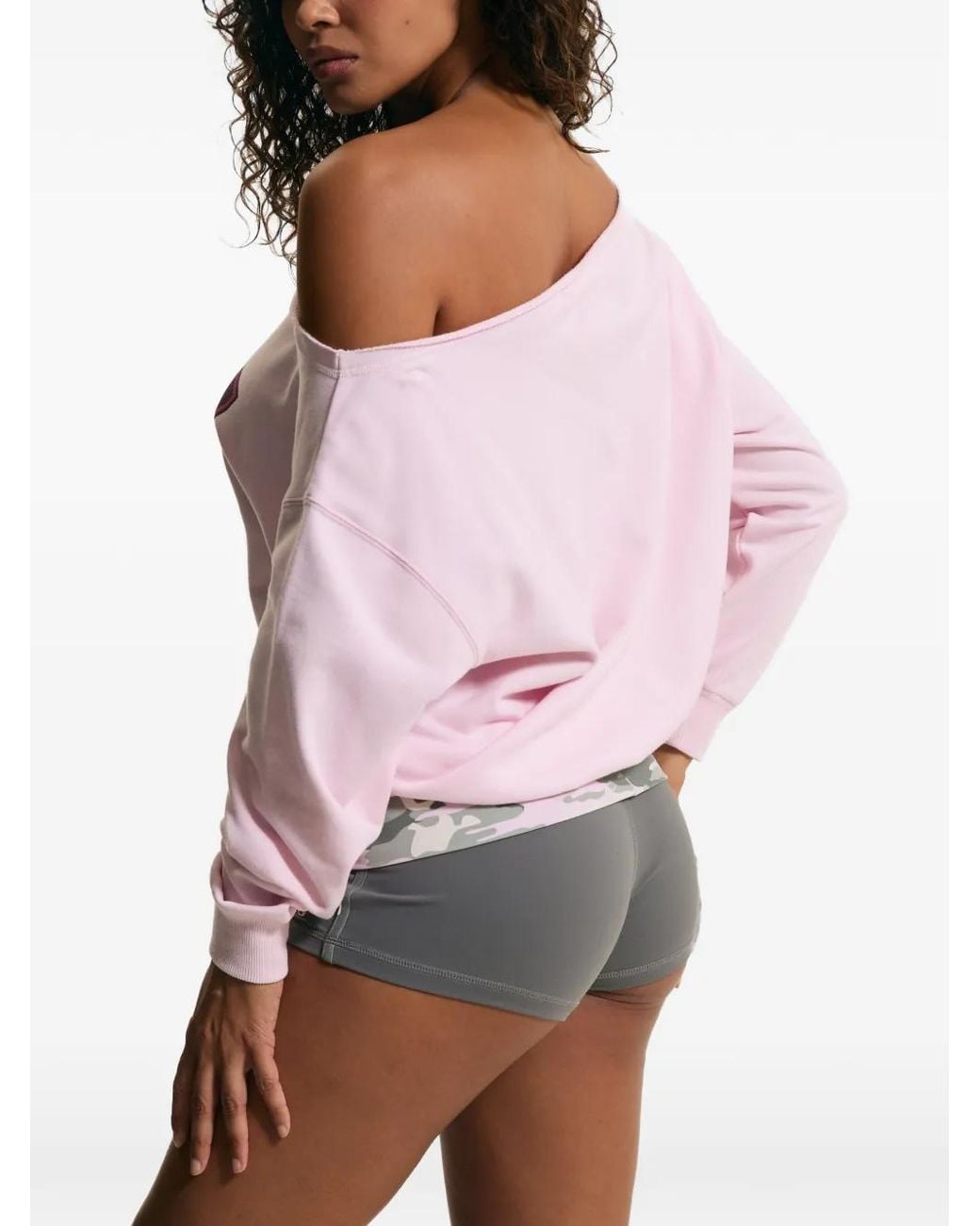 Juicy Couture Pink Logo-Print Off-Shoulder Sweatshirt