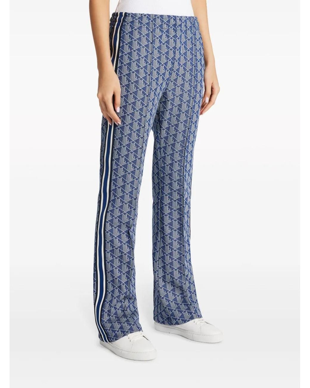 Lacoste Blue Monogram-Pattern Track Pants