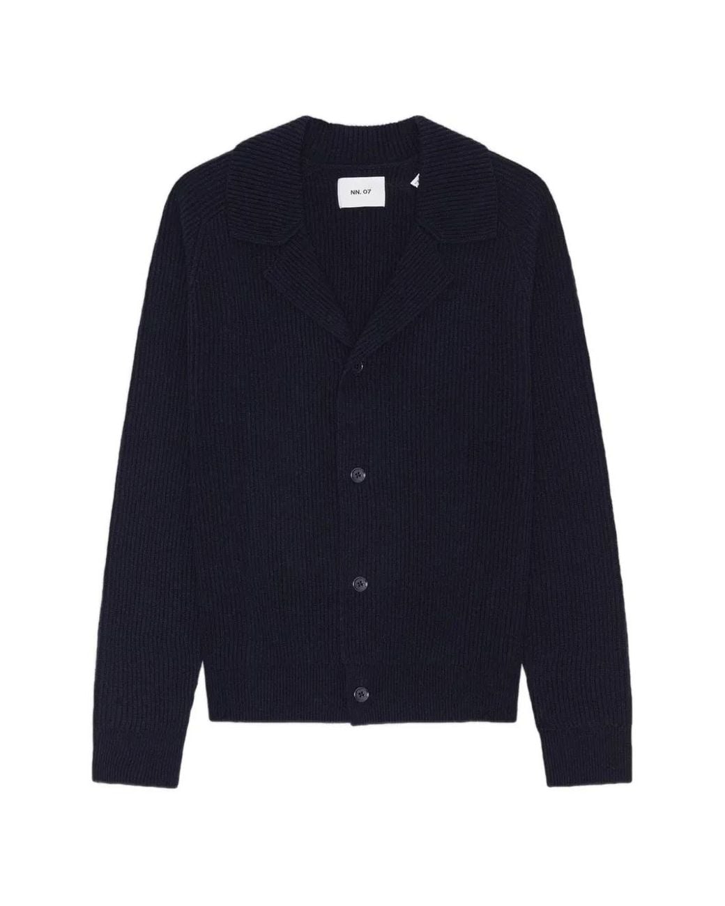 NN07 Blue Shane Rib-Knit Cardigan for men