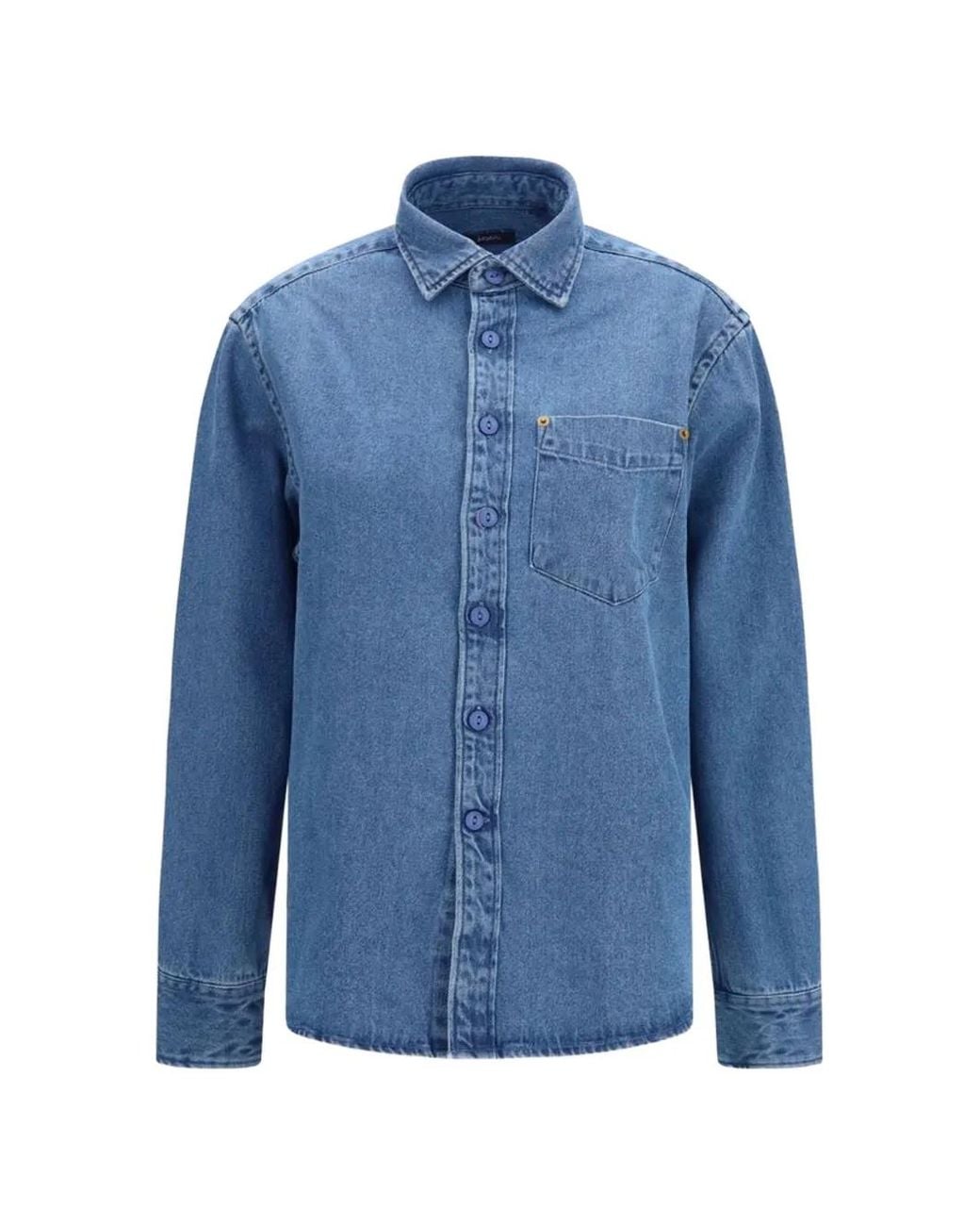 Deperlu Blue Patch-Pocket Shirt for men