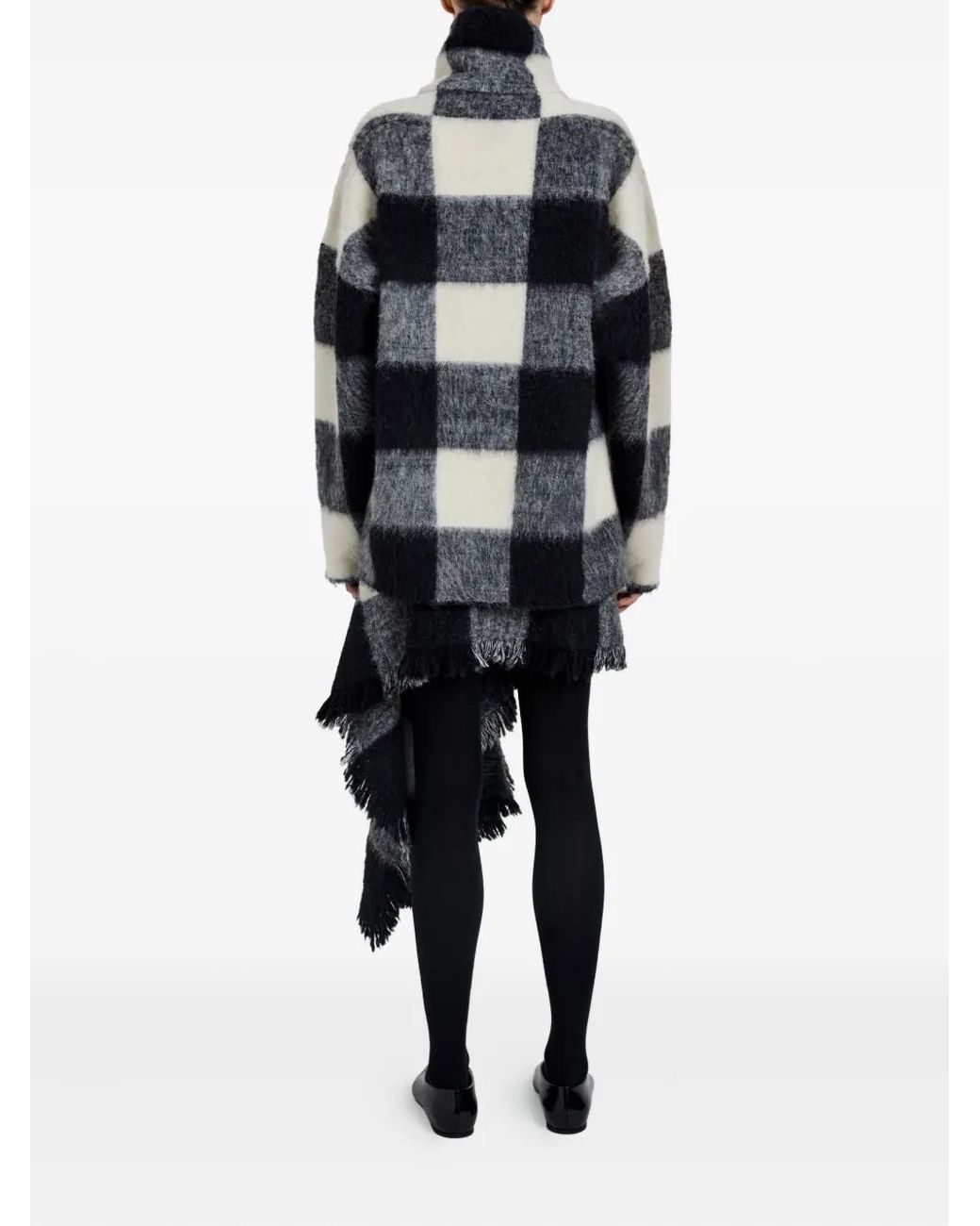 Proenza Schouler Gray High-Neck Check Wool Top