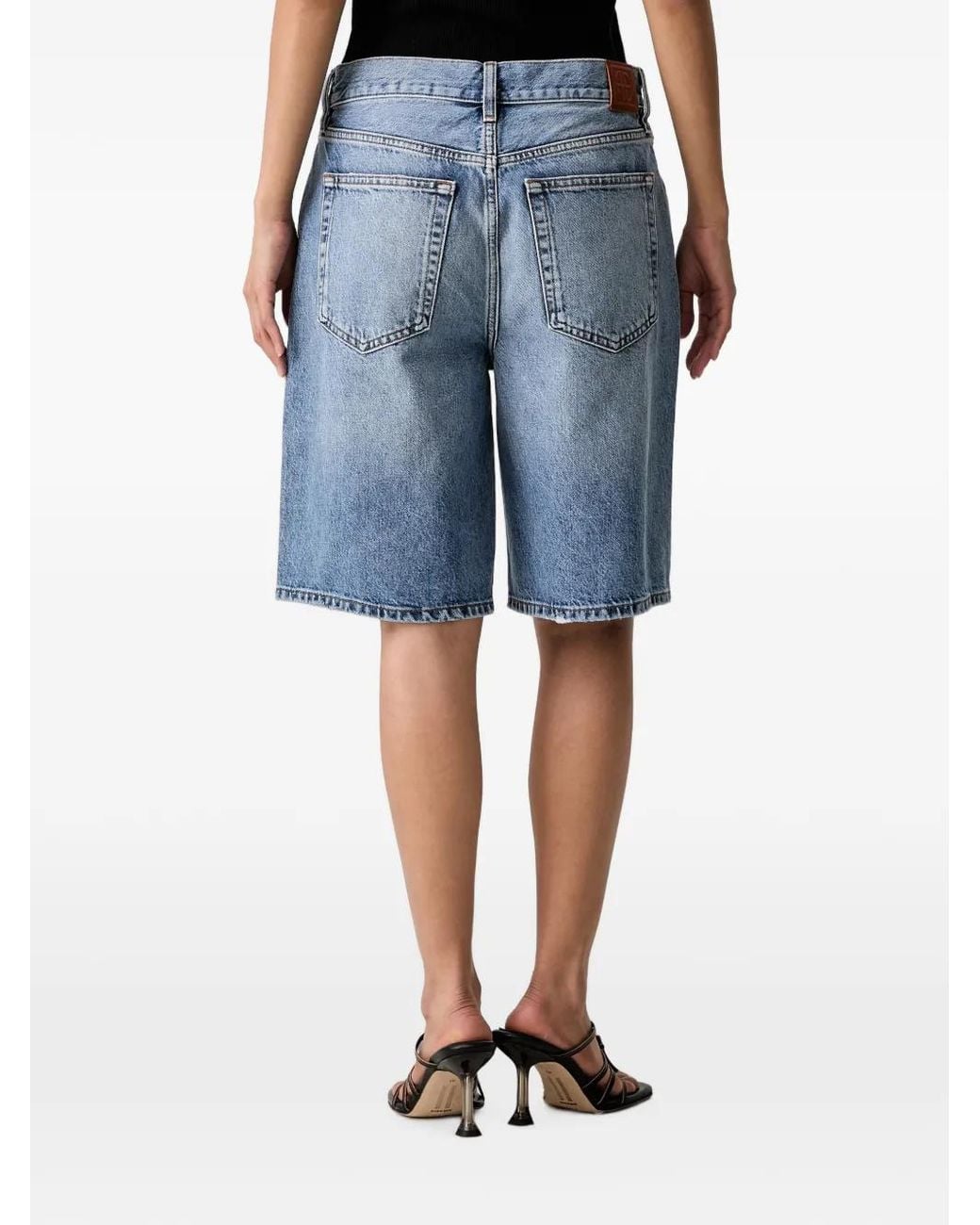 Anine Bing Blue Washed Denim Shorts