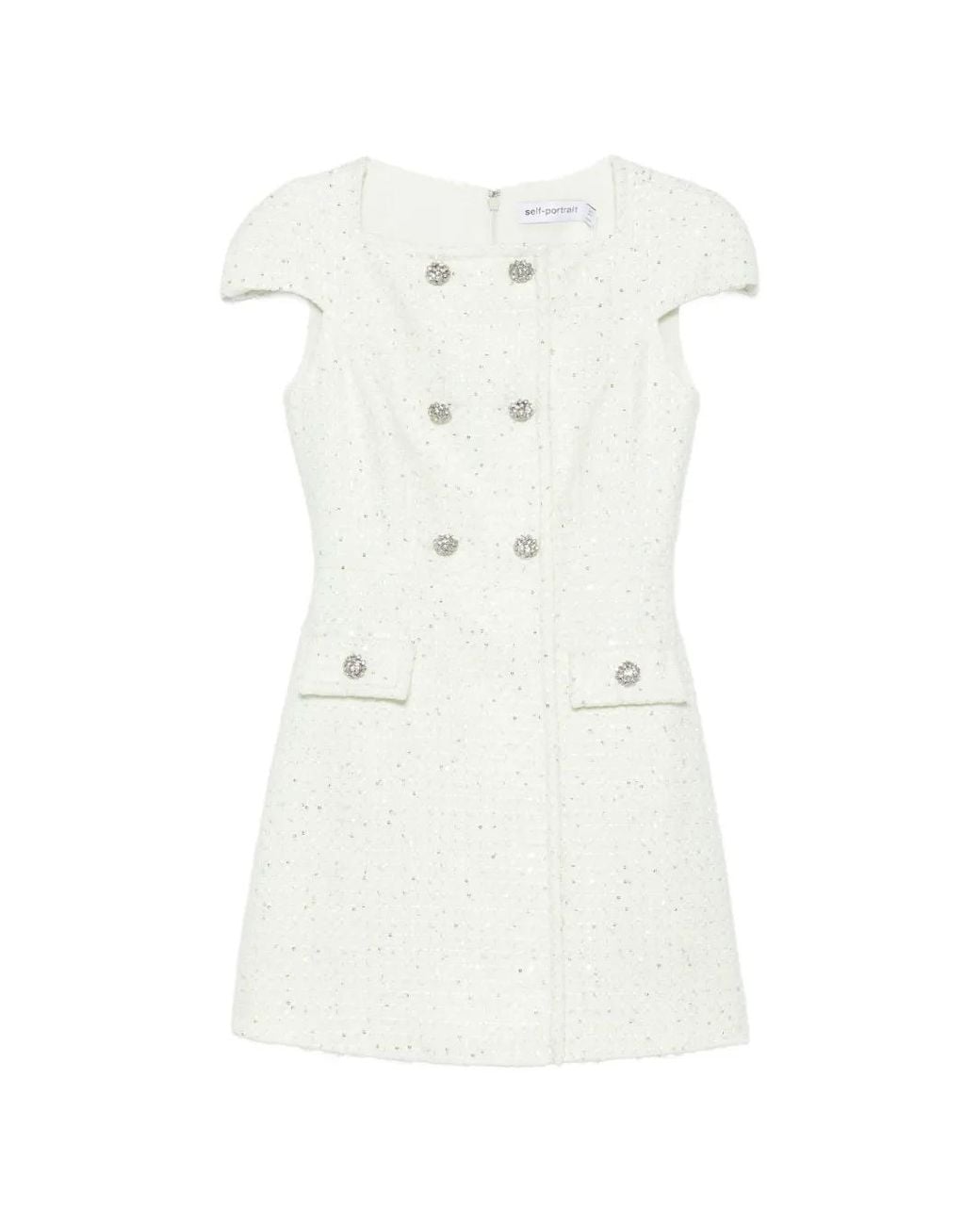 Self-Portrait White Sp Lime Boucle Mini Dress