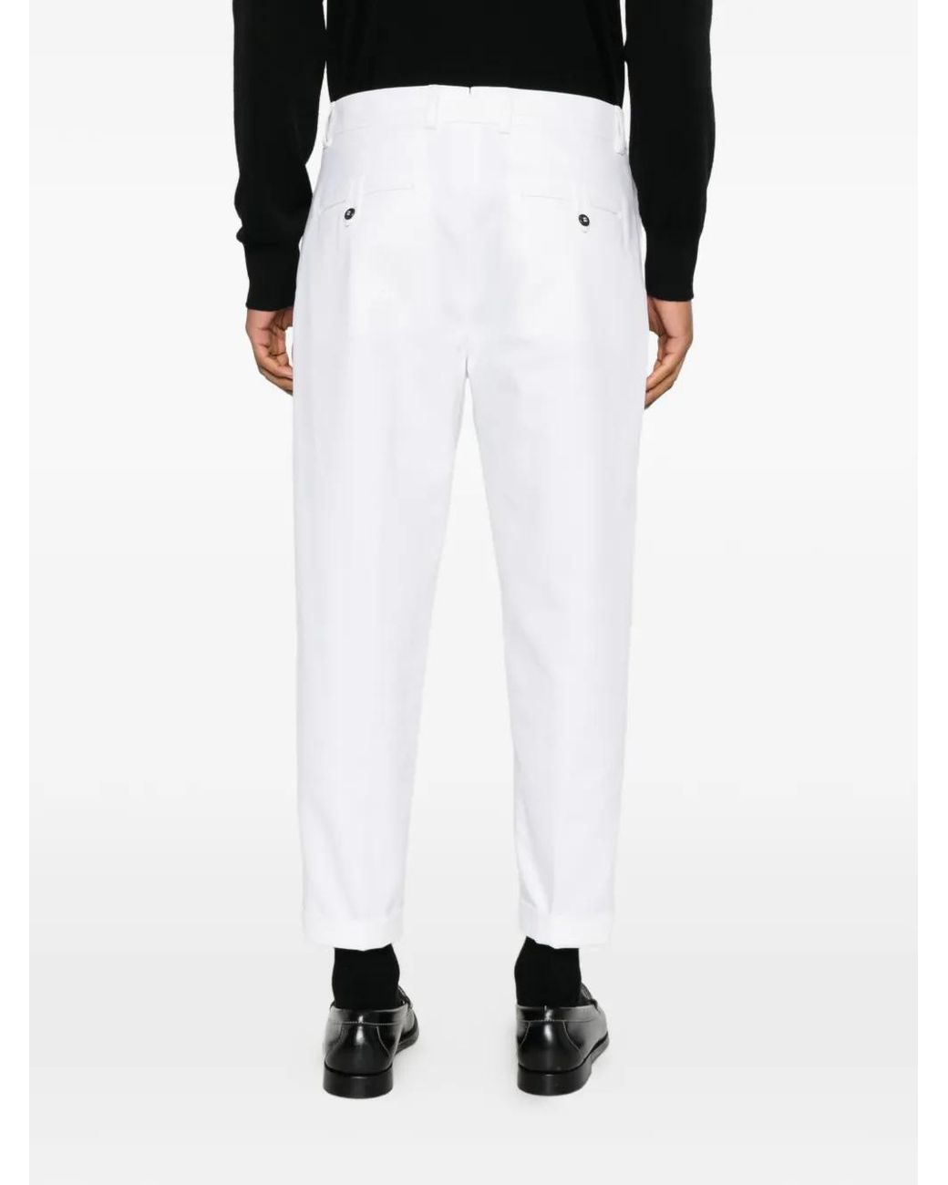 Eleventy White Pleated-Front Tailored Trousers for men