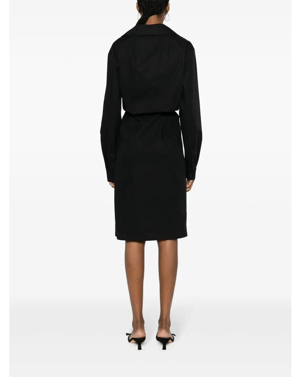 Moschino Black Logo-Embroidered Poplin Midi Dress