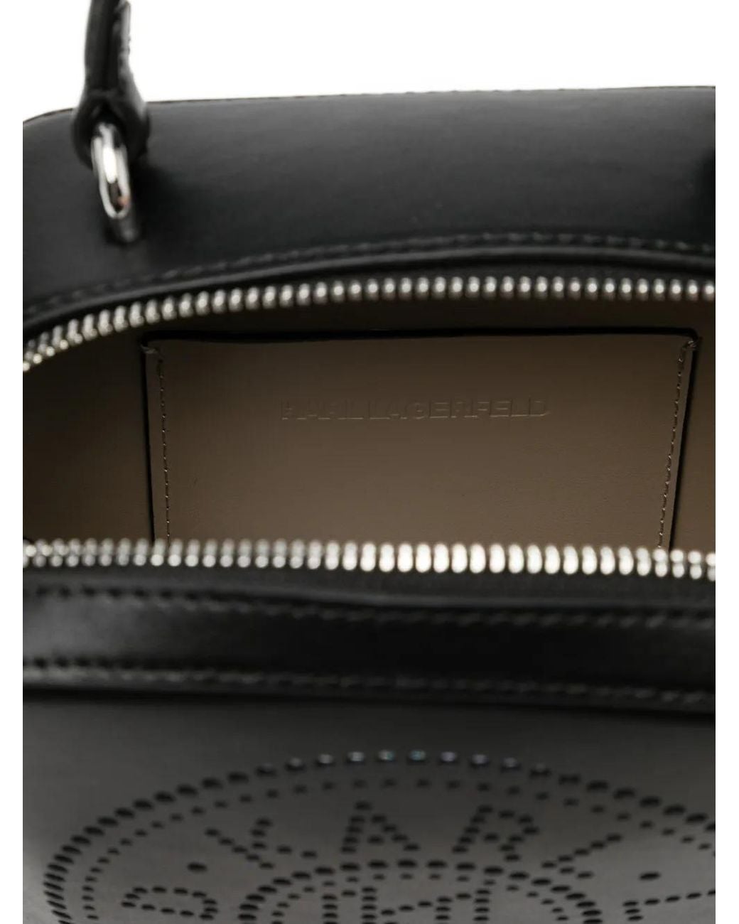 Karl Lagerfeld Black K/Circle Perforated Mini Bag