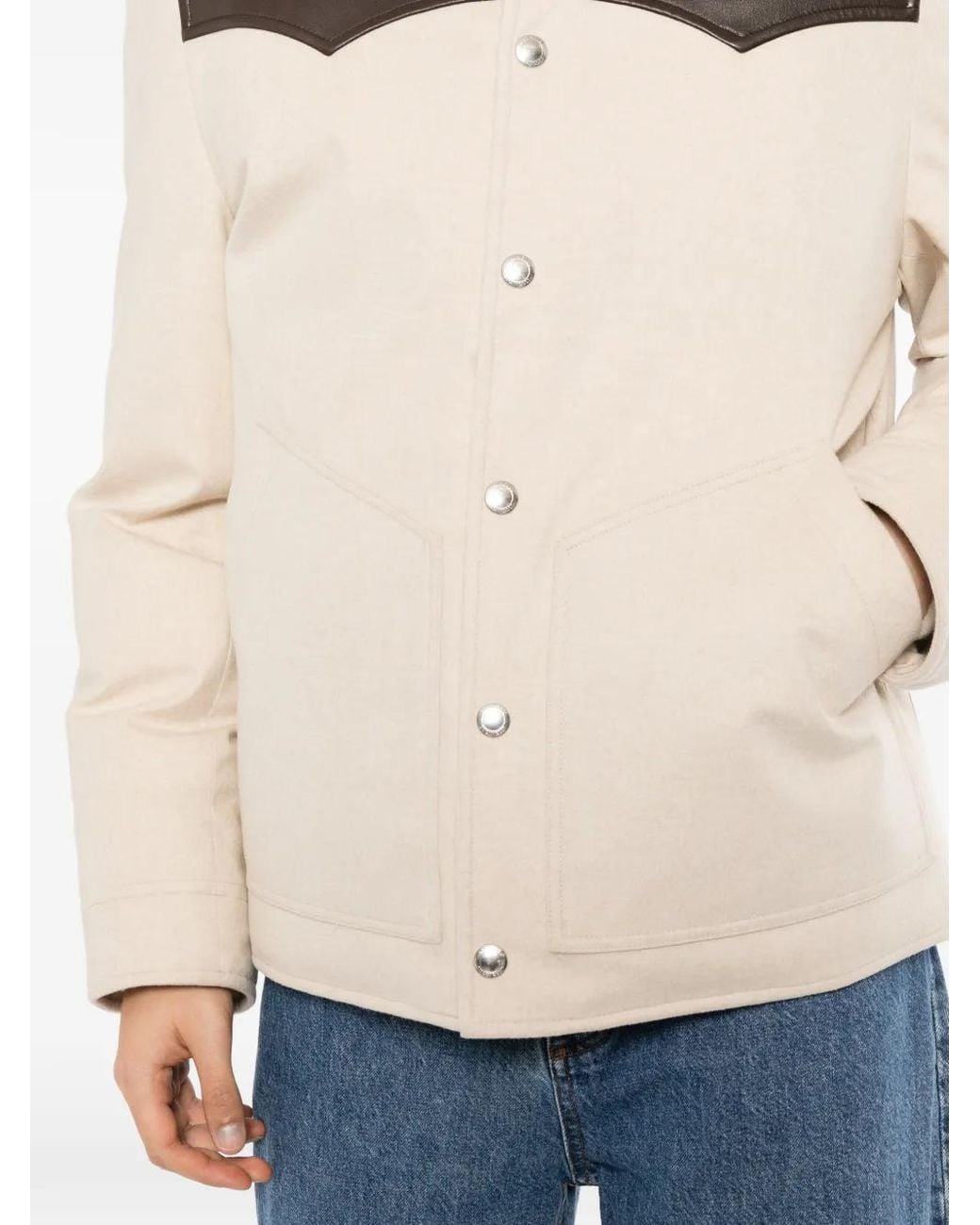 Brunello Cucinelli Blue Contrast-Collar Padded Jacket for men