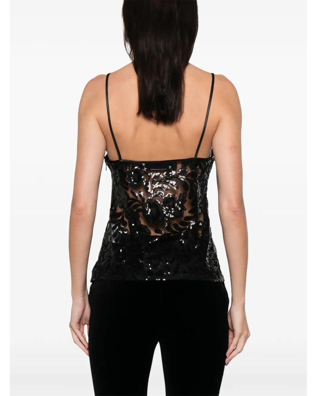 Golden Goose Deluxe Brand Black Sequin V-Neck Top
