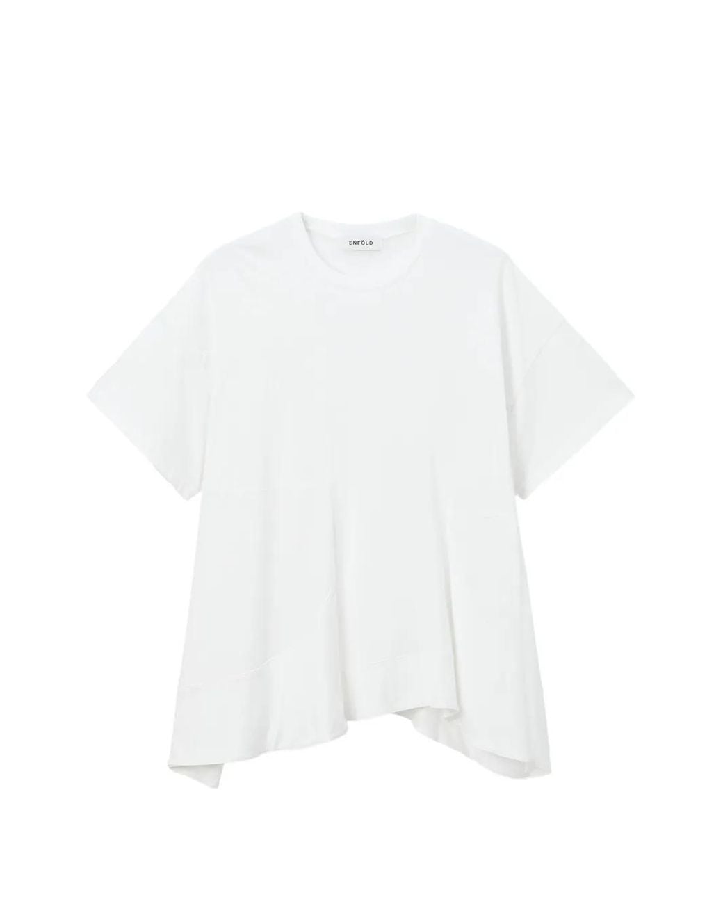 Enfold White Asymmetric Panelled T-Shirt