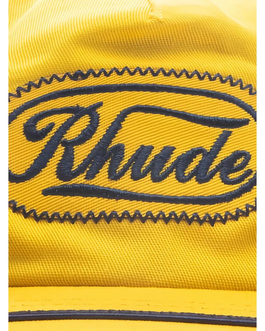 Rhude Yellow Patch Trucker Hat for men