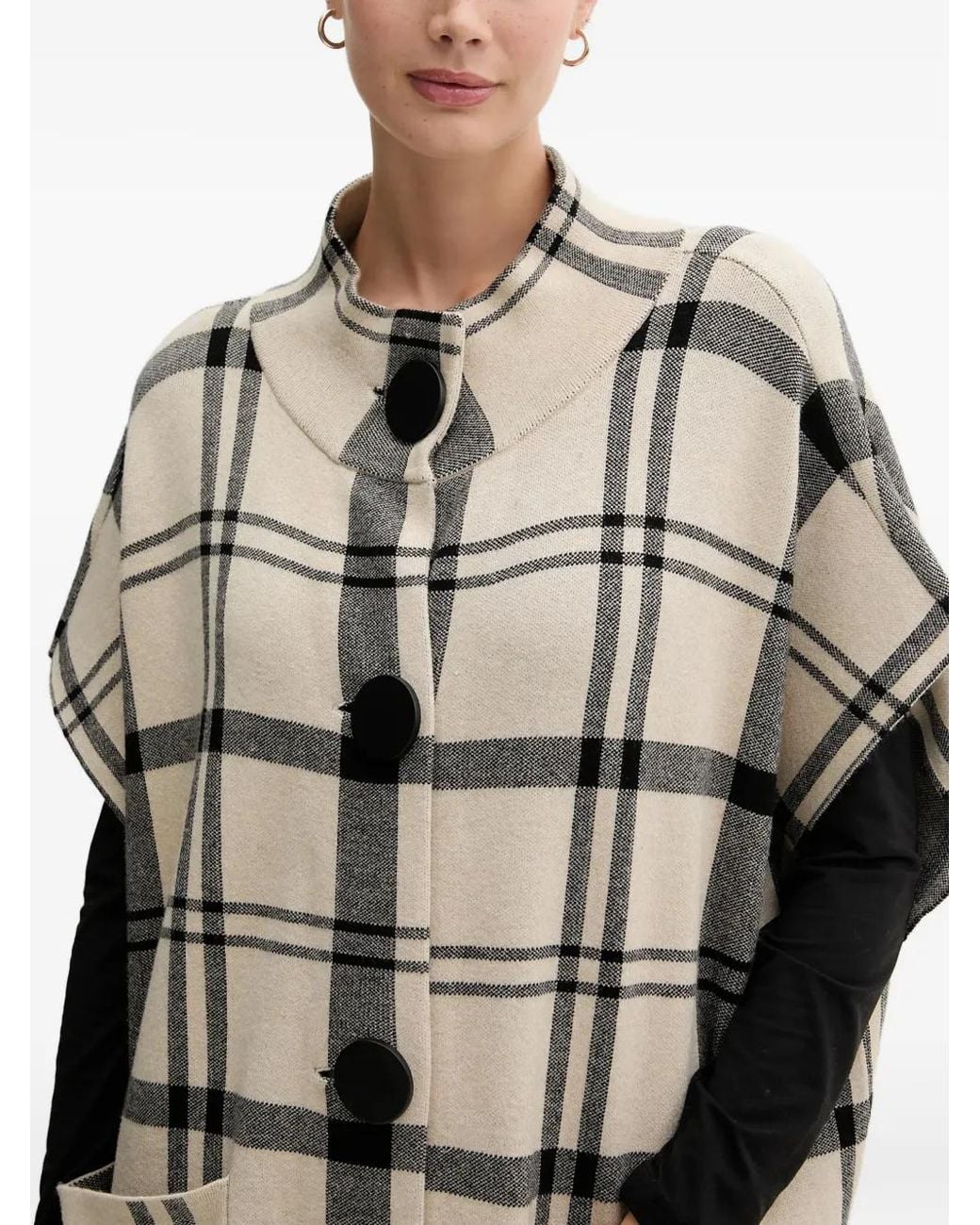 Joseph Ribkoff Gray Buttoned Check Coat