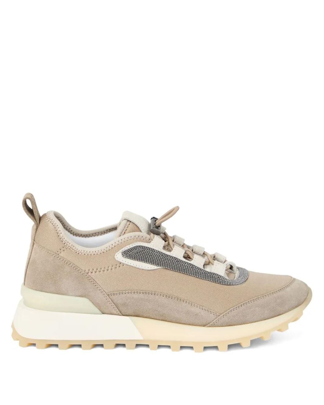 Brunello Cucinelli White Runner Suede And Canvas Sneakers