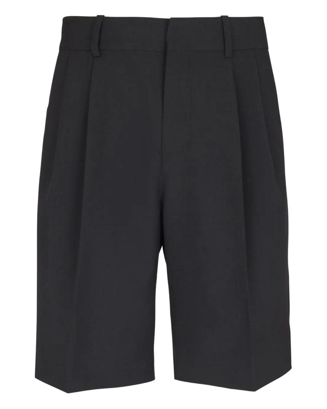 Balmain Gray Darted Wool Shorts for men