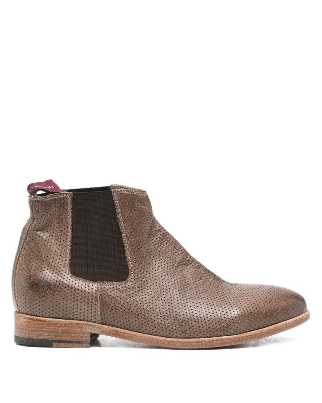 STURLINI FIRENZE Brown Perforated Chelsea Boots