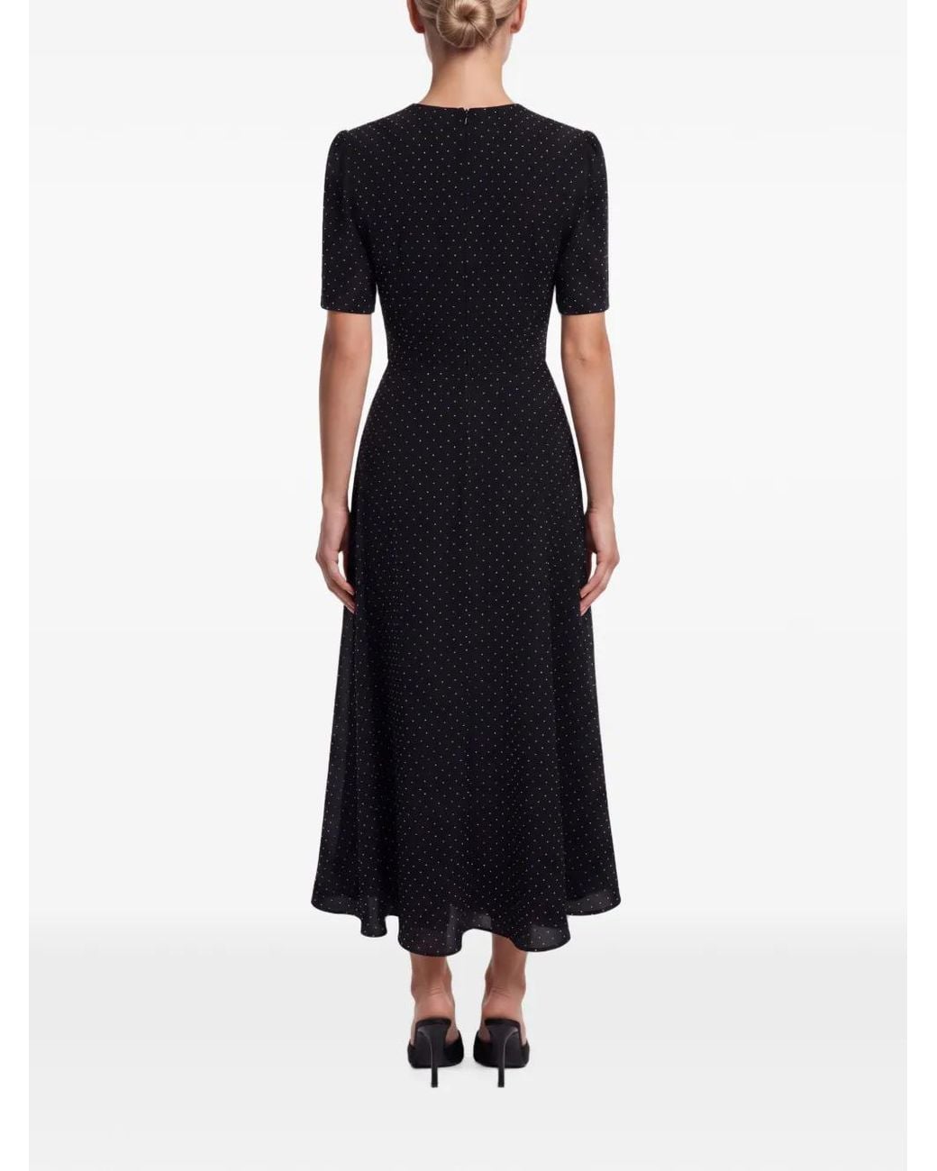 POST MERIDIEM Black Rhinestone-Embellished Midi Dress