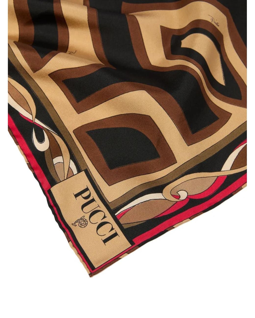 Emilio Pucci Brown Printed Silk Scarf