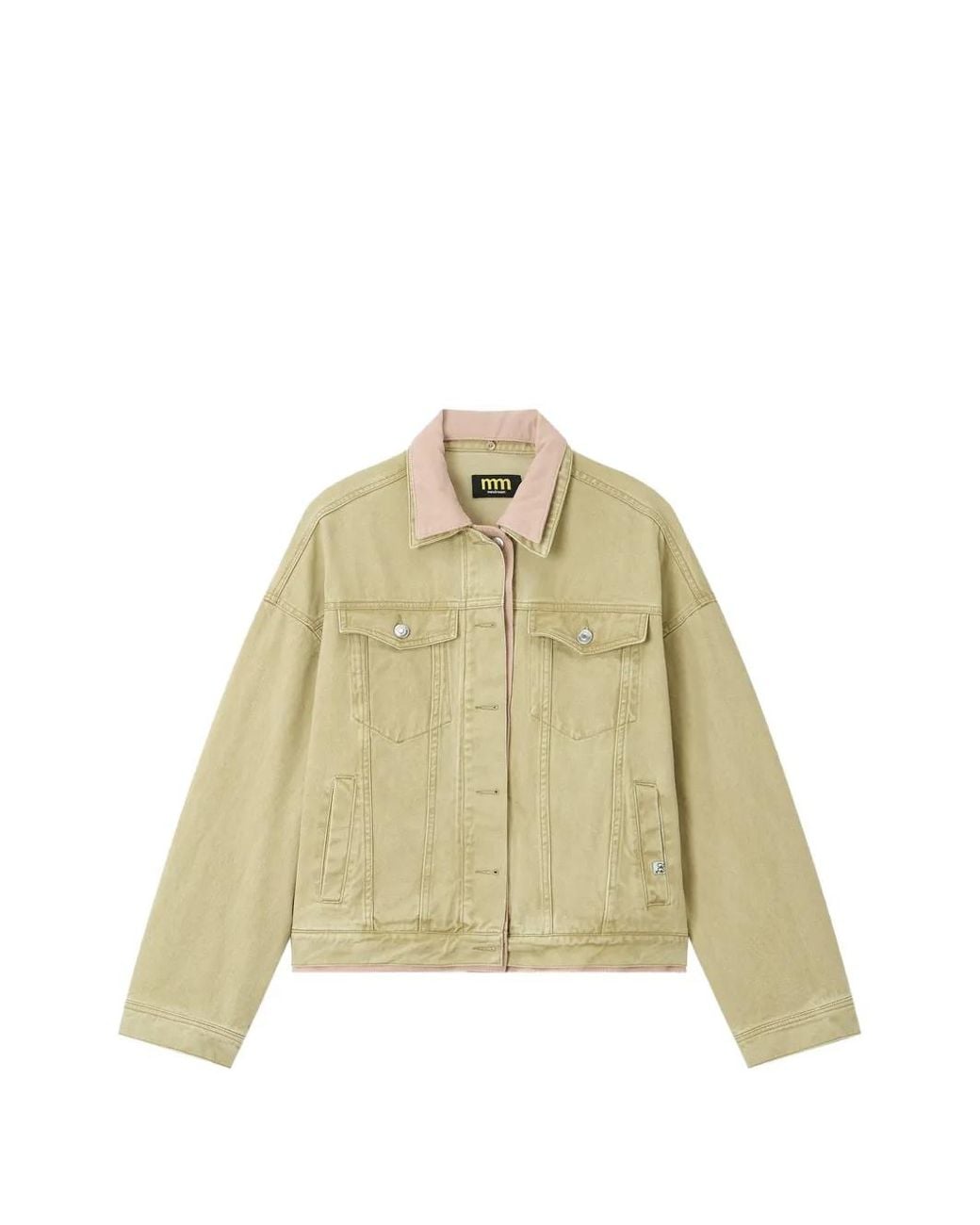 Mini Cream Natural Logo-Patch Denim Jacket
