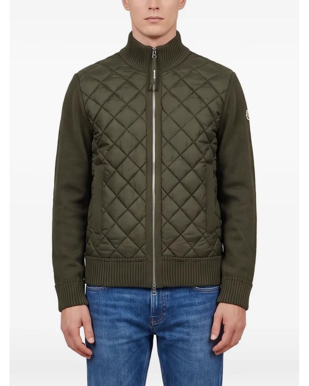 Moncler Green Quilted Padded Cardigan for men