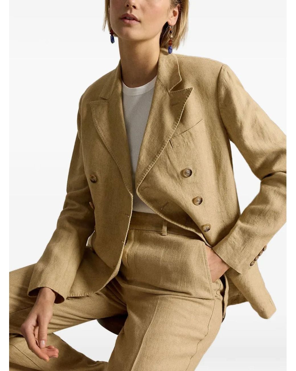 Polo Ralph Lauren Natural Double-Breasted Linen Blazer
