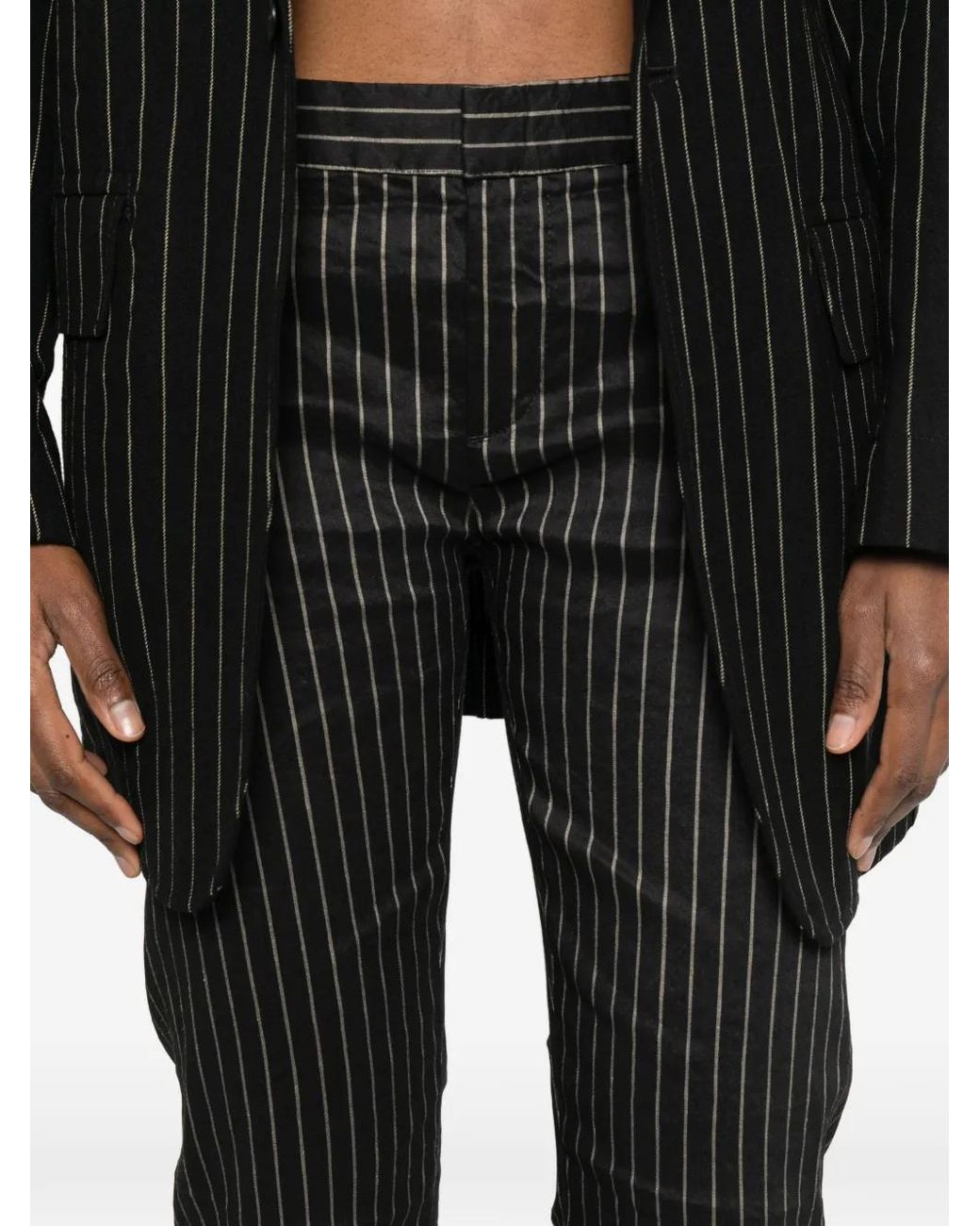 R13 Gestreepte Broek in het Black