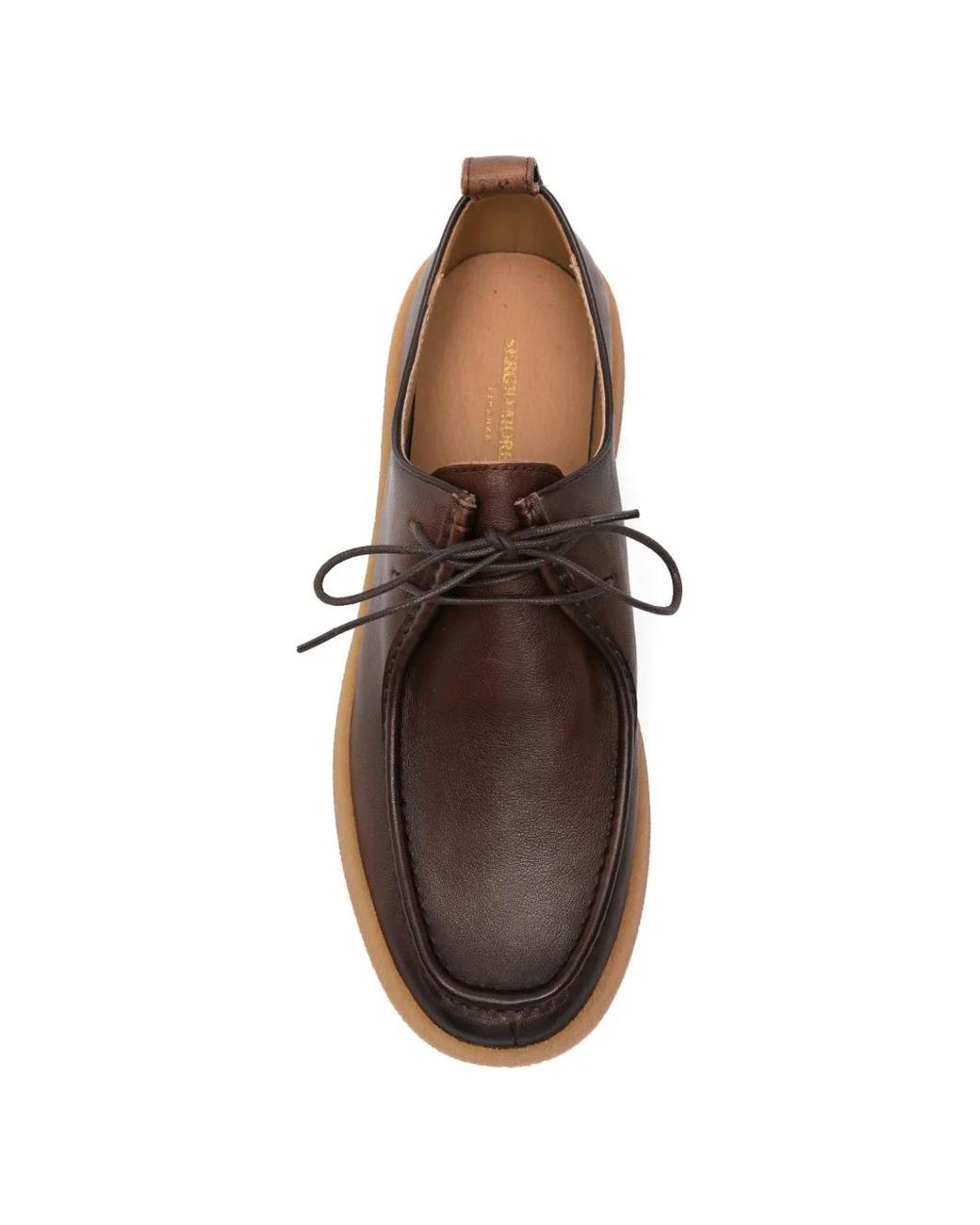 SERGIO MORETTI FIRENZE Brown Leather Lace-Up Derby Shoes for men