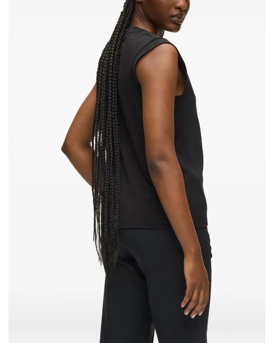 Karl Lagerfeld Black V-Neck Logo Tank Top