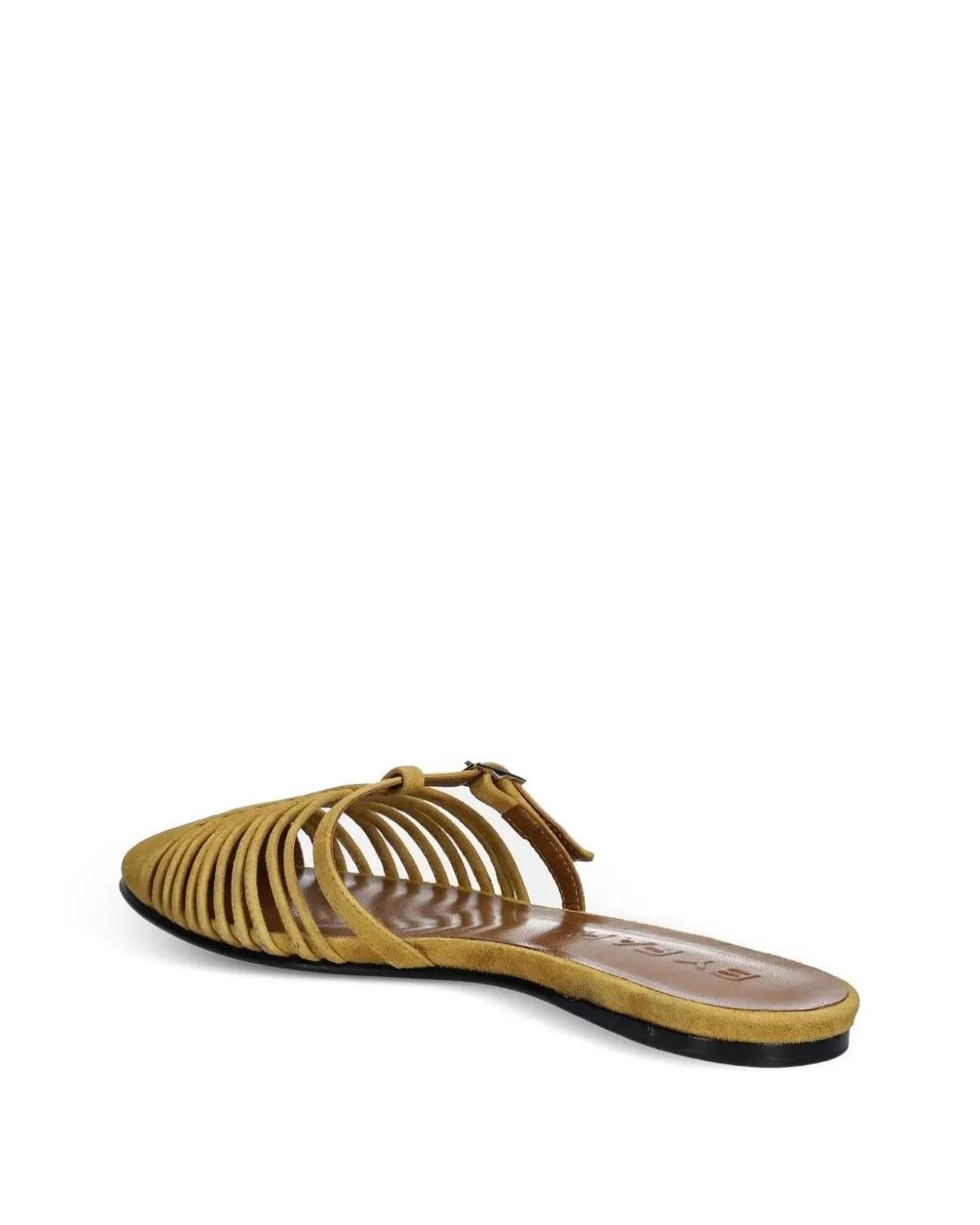 By Far Metallic Osip Cumin Kid Caged Buckle Slides