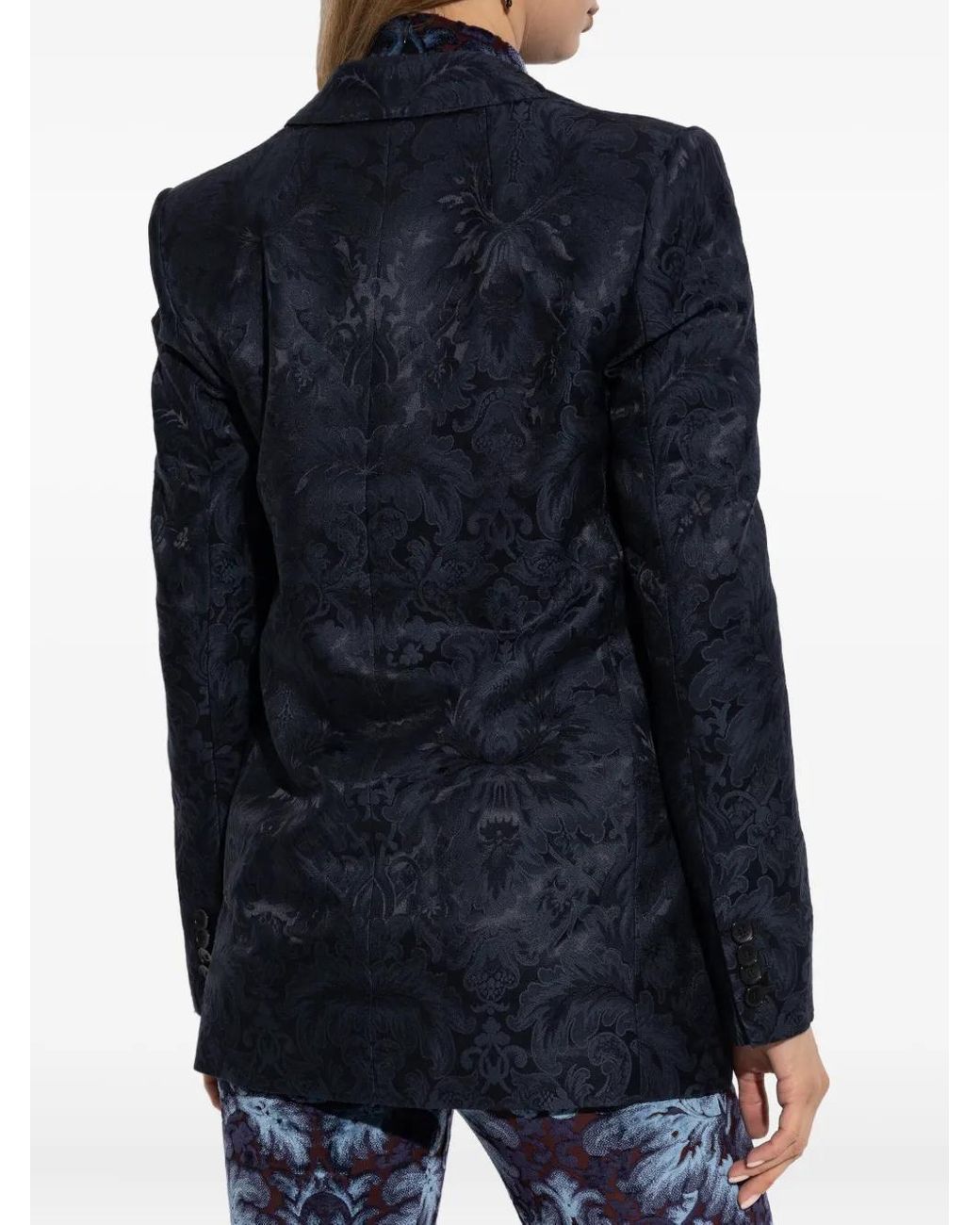 Blazer Con Botones Y Motivo Floral Etro de color Blue