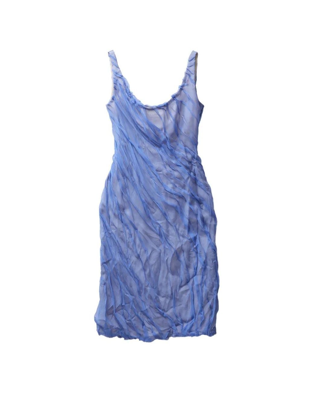 Versace Blue Draped Silk-Chiffon Midi Dress
