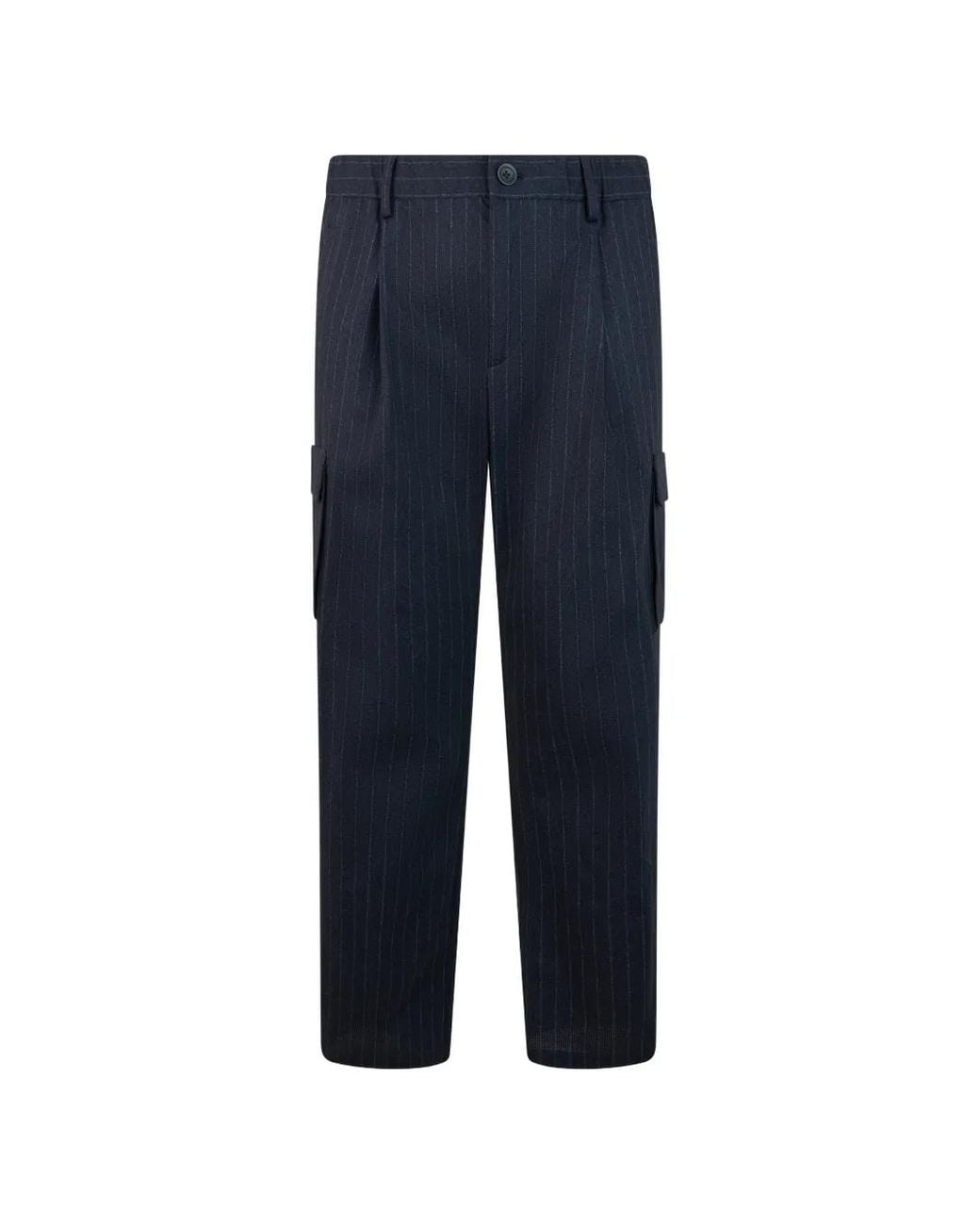 Herno Blue Cargo-Pocket Straight-Leg Trousers for men