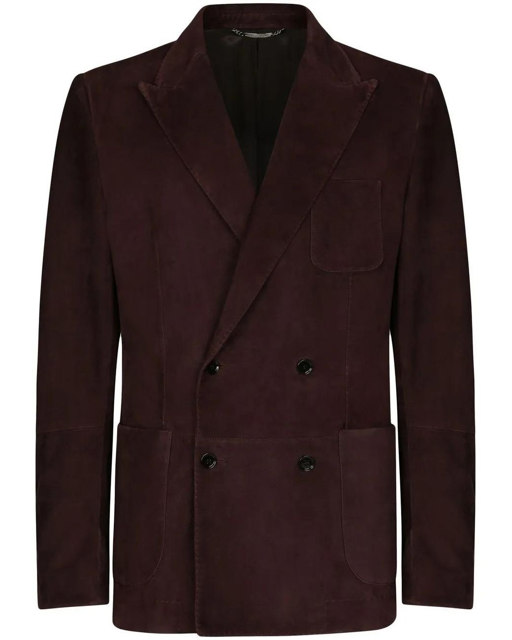 Dolce & Gabbana Brown Double-Breasted Suede Blazer for men