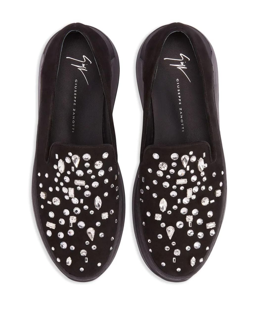 Giuseppe Zanotti Black Afelia Crystal-Embellished Loafers