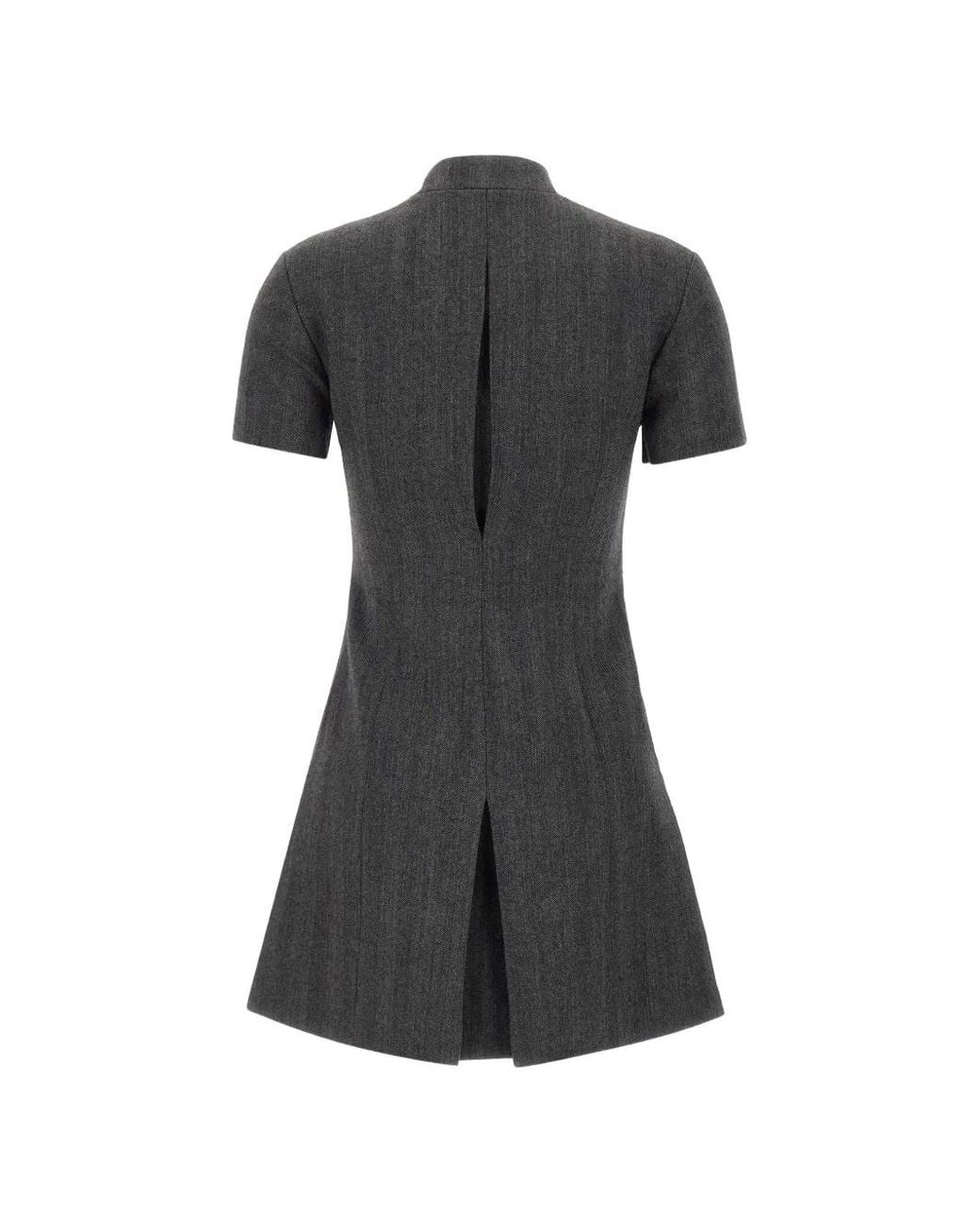 Coperni Black Herringbone-Pattern Asymmetrical-Closure Mini Dress