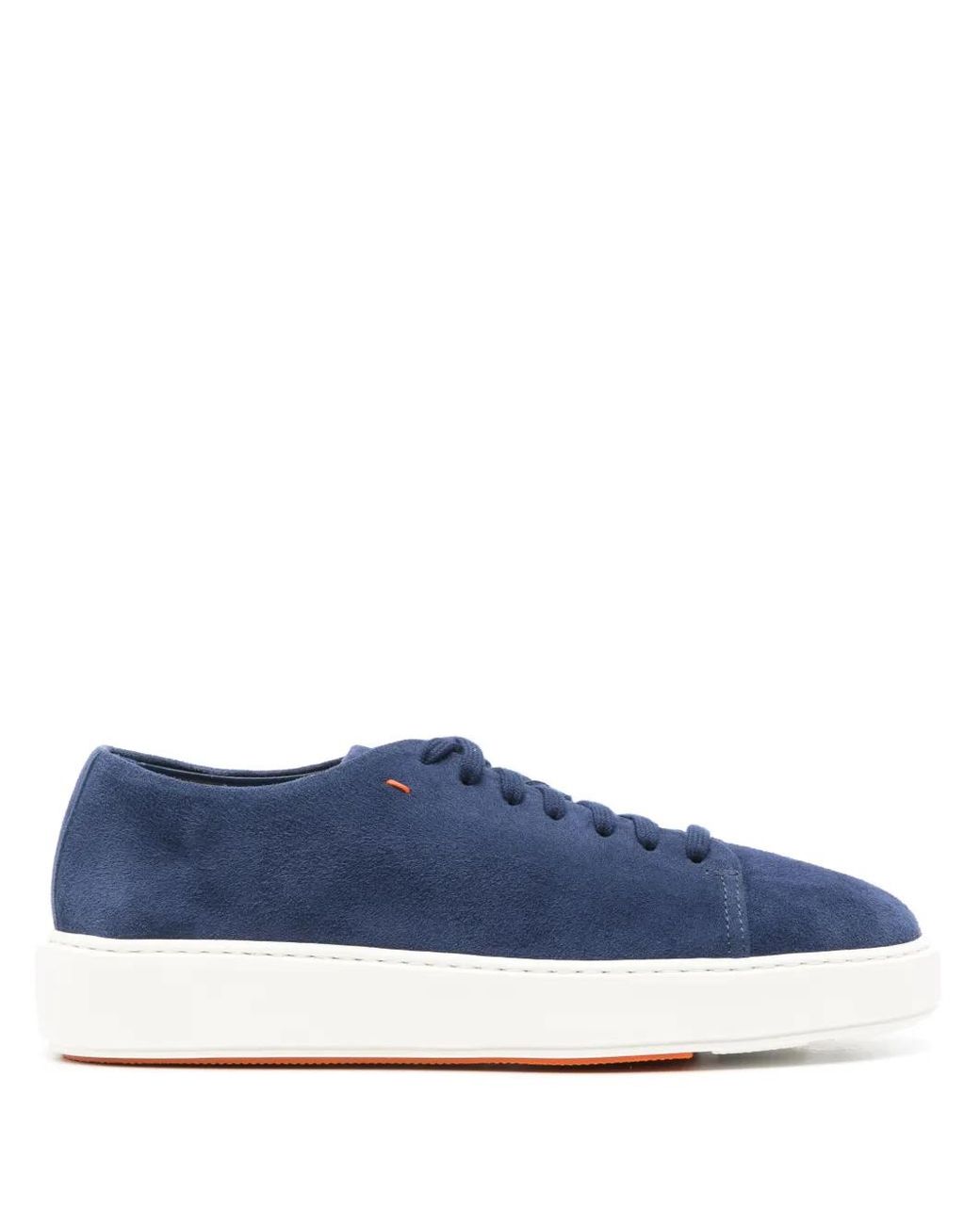 Santoni Blue Suede Lace-Up Sneakers
