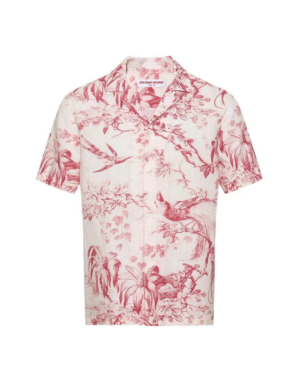 Orlebar Brown Pink Maitan Floral-Print Short-Sleeved Linen Shirt for men