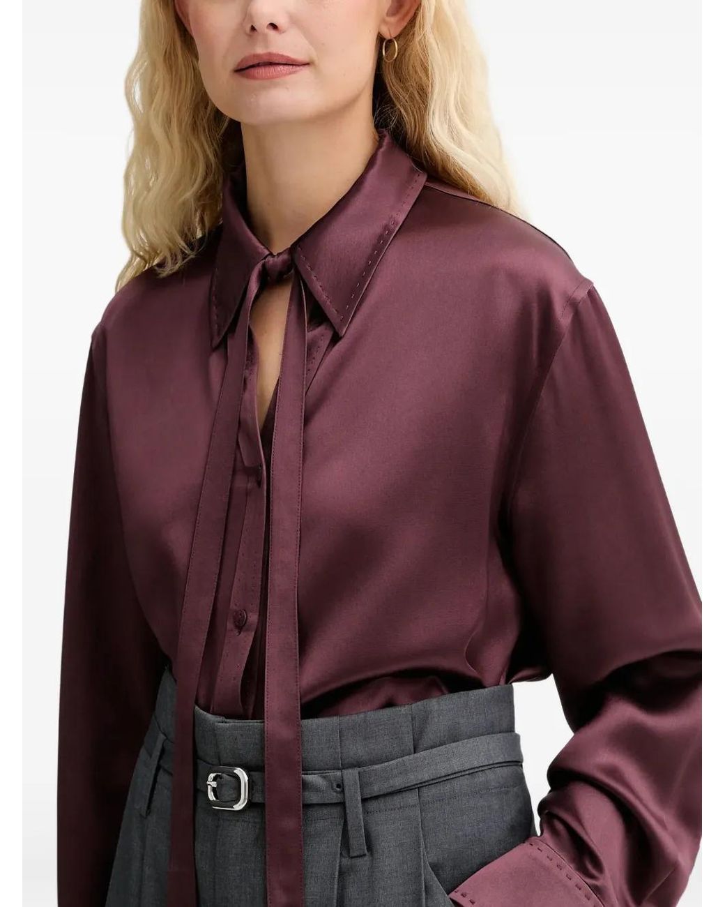 Isabelle Blanche Purple Tie-Neck Shirt