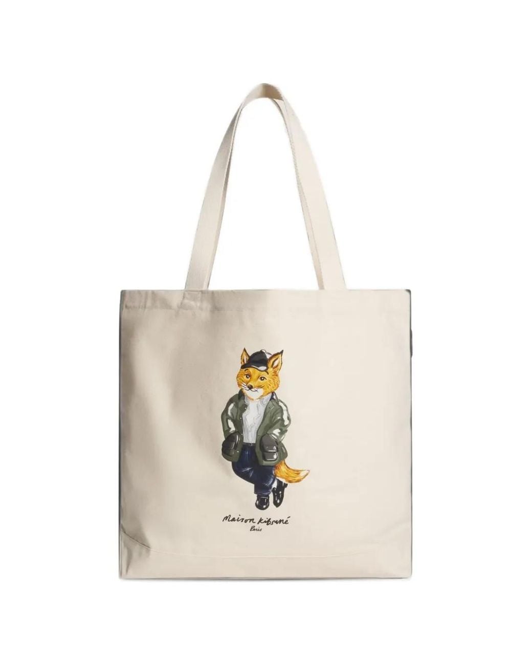 Maison Kitsuné White Weekend Fox Tote Bag