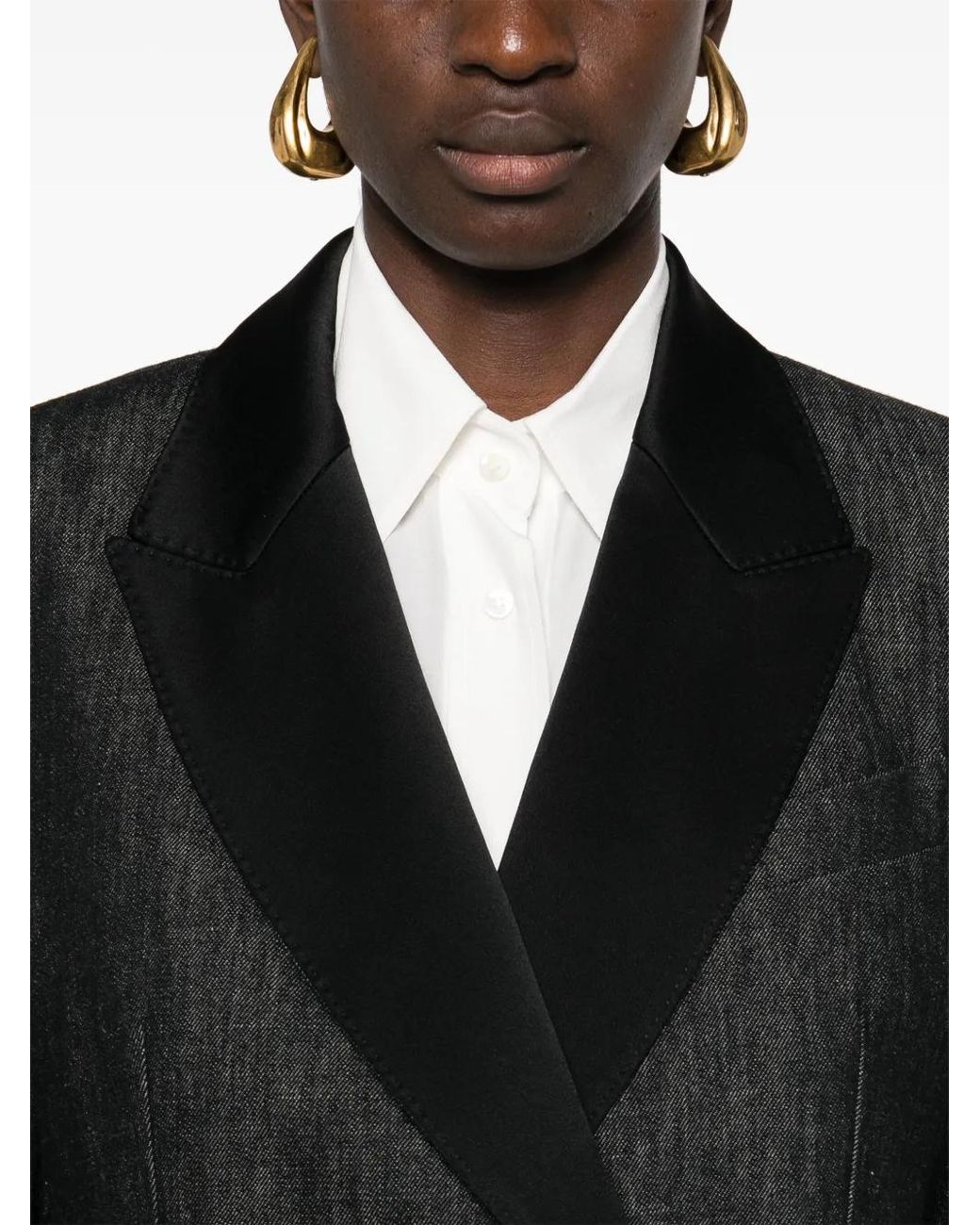 Brunello Cucinelli Black Double-Breasted Denim Blazer